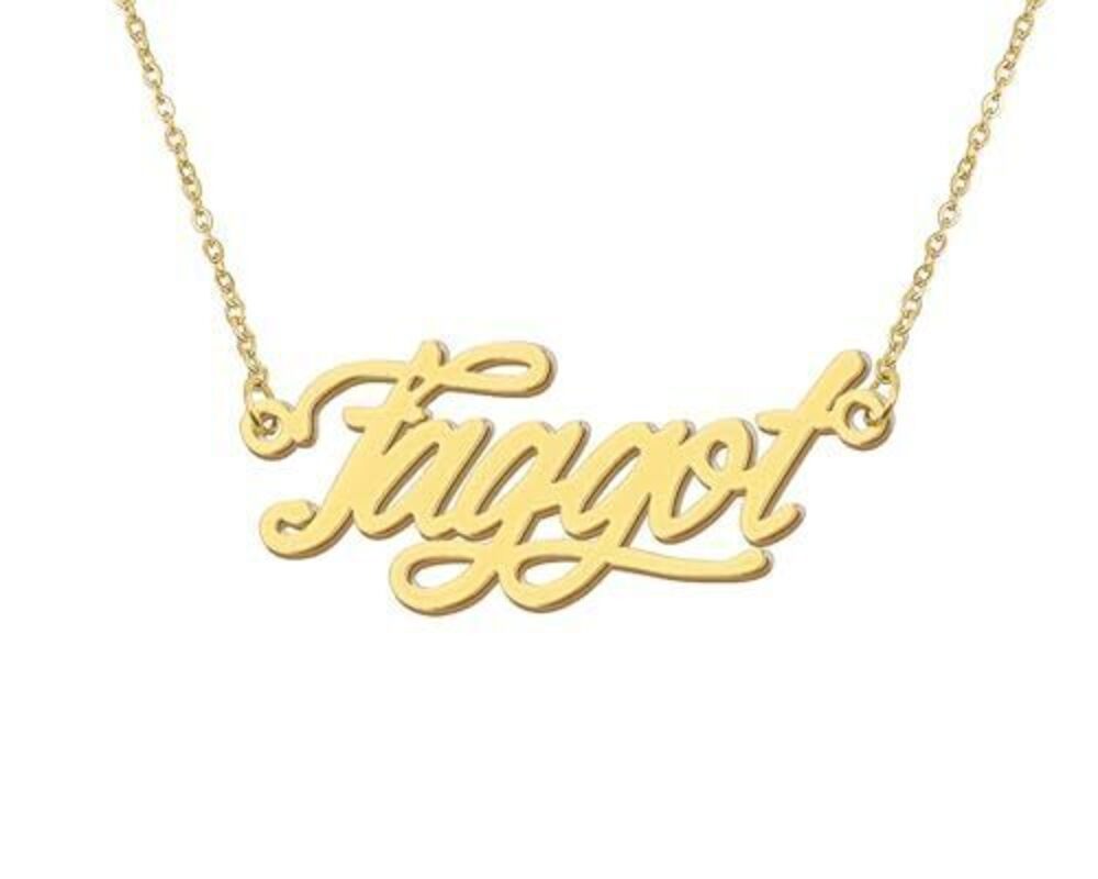 7904 18k Gold Plated Pendant Name Necklace Message Word Stainless Steel